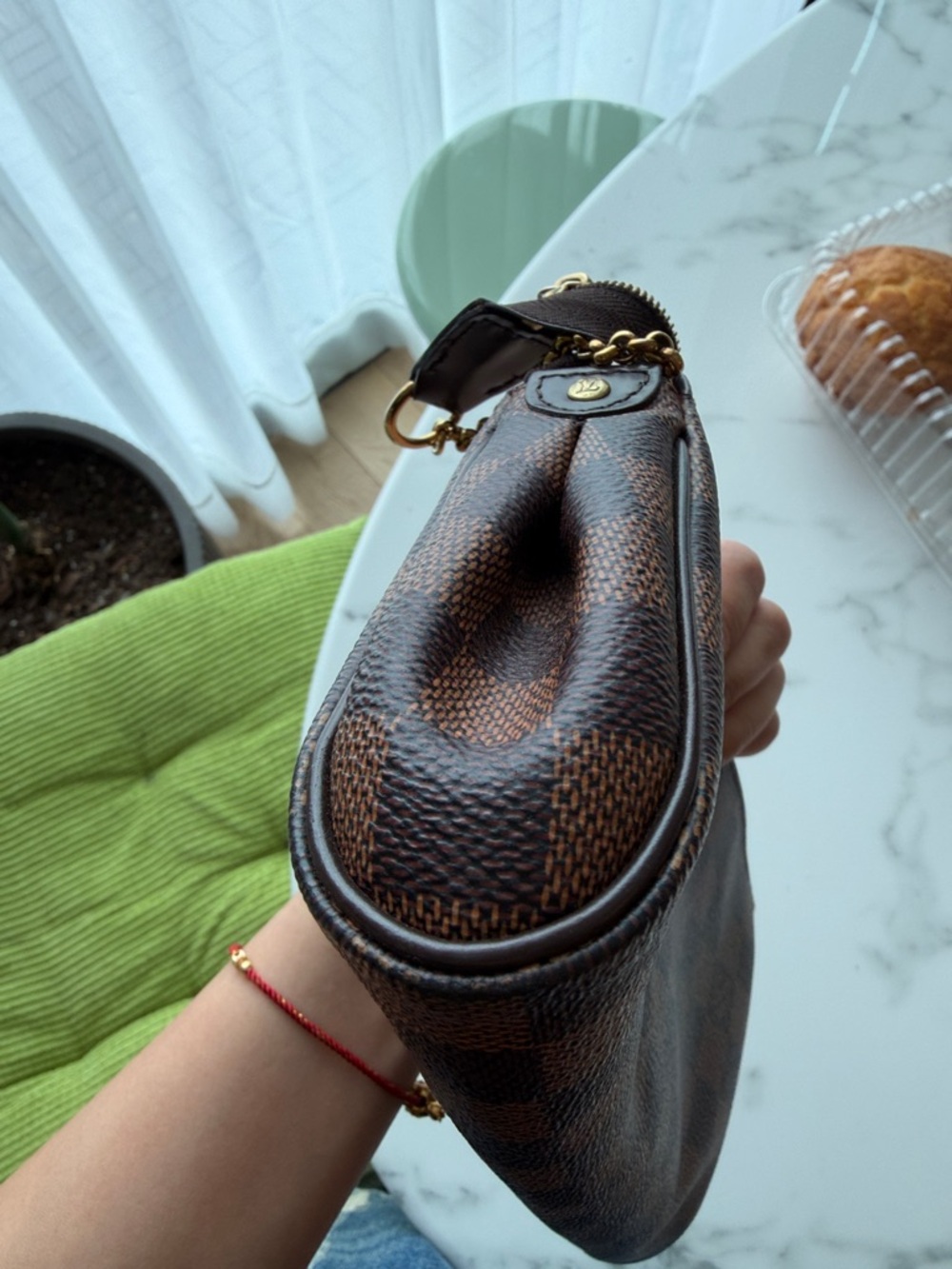 Louis Vuitton Brown Damier Ebene Eva Crossbody Pochette with Gold Hardware - Picture 12 of 12